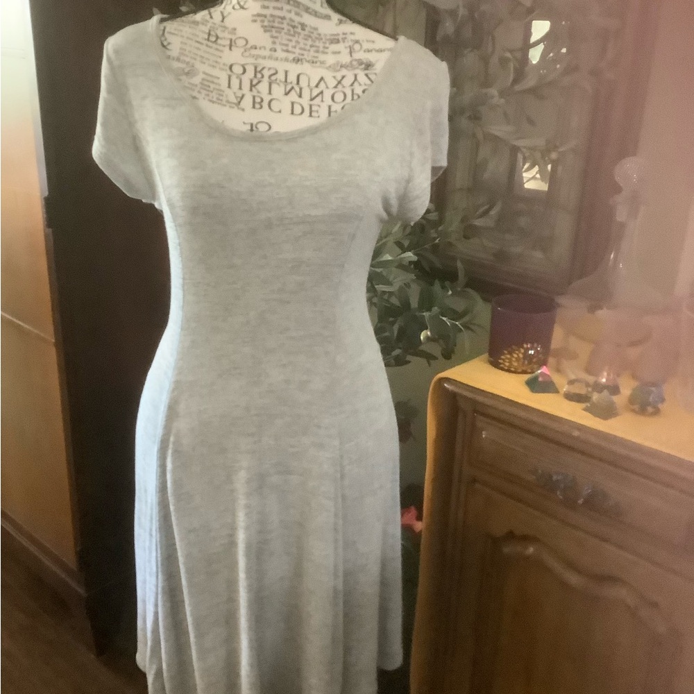 Acemi Heather Gray Scoop-Neck Midi Dress